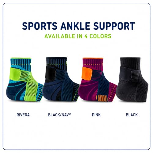 Sports Ankle Support Brace with Figure-8 Taping Strap - Medium/Right, Black