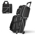 Goloni 3-Ball Bowling Bag with Wheels - Black, Double Roller with Shoe Compartment