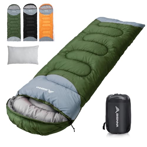 Winter Sleeping Bag for Adults with Pillow - 0°C, Green, 2.3kg Zipper