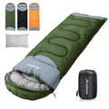 Winter Sleeping Bag for Adults with Pillow - 0°C, Green, 2.3kg Zipper