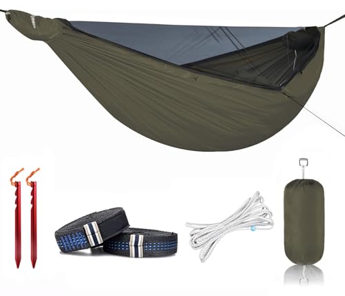Onewind 11ft Ultralight Camping Hammock with Mosquito Net and Adjustable Ridgeline - Od Green