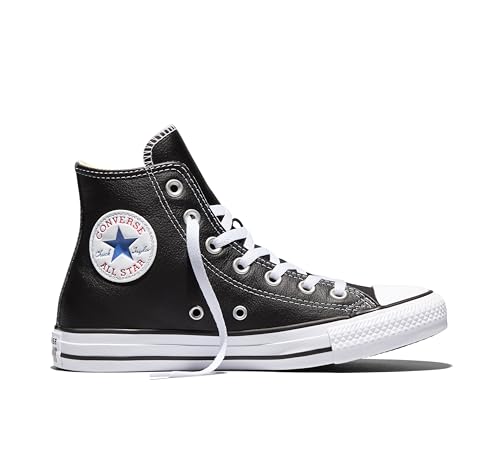 Unisex Leather High Top Sneakers - Chuck Taylor All Star, Black, 12 Women/10 Men