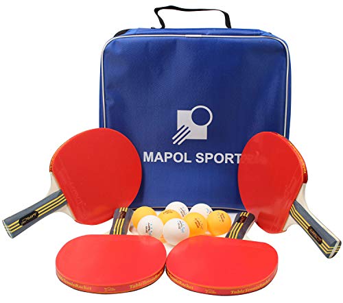 4 Player Table Tennis Set with 4 Paddles & 8 Balls - Portable Carry Case