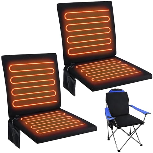 Thyle Black Foldable Heated Stadium Bleacher Seat Cushion with Memory Foam