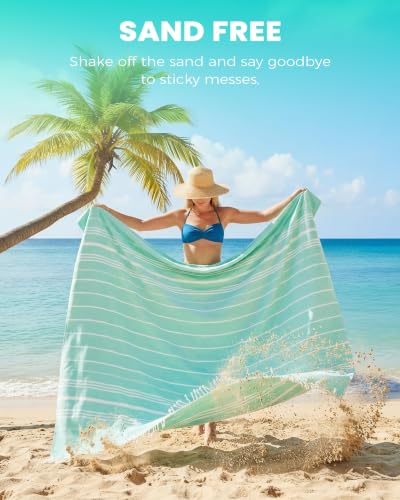 Antfuny Extra Large Thinner Aqua Beach Towel - Jumbo Sand-Free, Quick-Dry Outdoor Mat