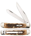 Case Amber Bone Trapper Pocket Knife 4.13-Inch with Clip & Locking Blades