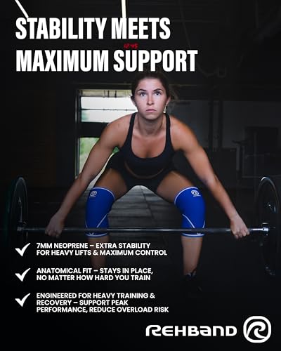 Rehband Classic 7mm V Knee Sleeve for Weightlifting, Powerlifting, Crossfit - Medium / Carbon Black