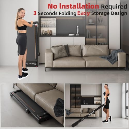 3-in-1 Under Desk Treadmill with Incline and Remote Control - Foldable Compact Walking Pad for Home and Office - Removable Tray Variation