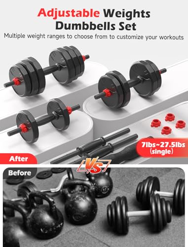UKEEP 3-in-1 Adjustable Dumbbell Set 55LB - Versatile Home Gym Weights