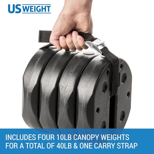 40 lb Canopy Weights Set with Carry Strap - No-Pinch Outdoor Tent Stabilizers