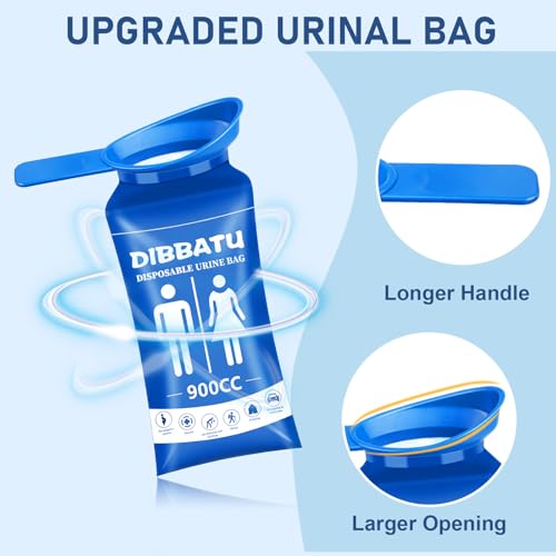 Disposable Urine Bag with Handle for Women and Men - 12 Pack, Blue