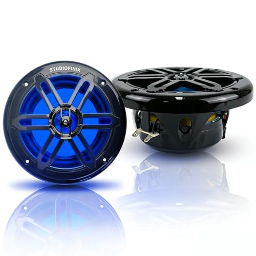 Marine Speakers 5.25 Inch 500W Waterproof Weather-Resistant Boat Speakers with LED Lights - Black Pair