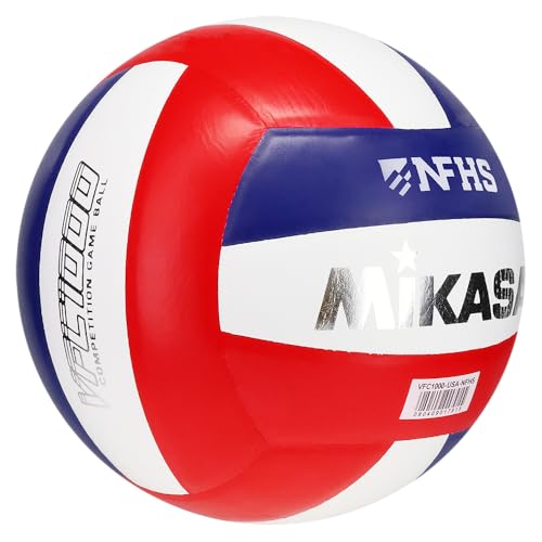 Mikasa NFHS-Approved Indoor Volleyball - Natural Leather, 5 Size, 18-Panel