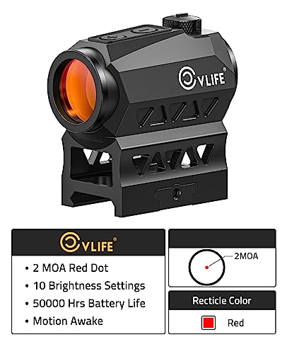 CVLIFE - 1x20mm 2 MOA Motion-Activated Scope with Co-Witness Riser - Red