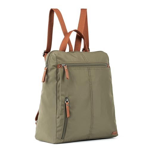 Recycled Nylon Backpack for Women - Olive II, Adjustable Straps, Spacious