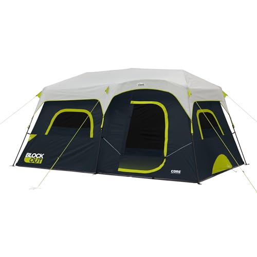 9 Person Blackout Instant Cabin Tent - Large Family Pop Up Dark Room Camping Shelter