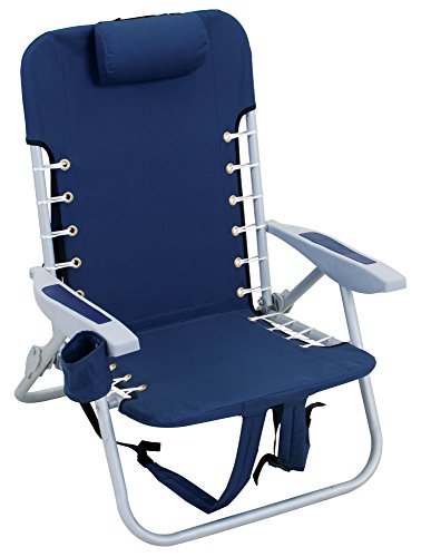Navy 4-Position Lace-Up Backpack Beach Chair - Portable Sand Seat