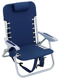 Navy 4-Position Lace-Up Backpack Beach Chair - Portable Sand Seat