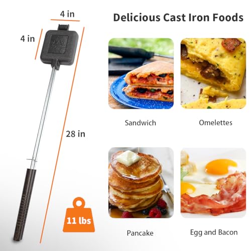 4-Pack Cast Iron Campfire Sandwich Maker - Pudgy Pie & Pie Iron for Camping