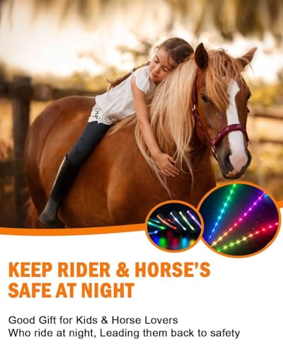 LED Horse Breastplate & Leg Band Set - Multi-Color Light Up Equestrian Tack for Night Riding