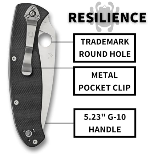 Spyderco Resilience Folding Pocket Knife, PlainEdge - Durable EDC Knife