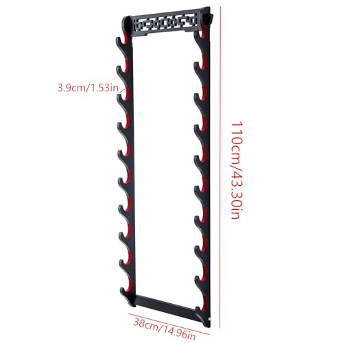 10-Tier Samurai Sword Wall Mount Holder Velvet Padded Display Rack