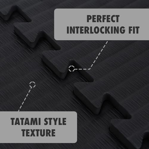 Black and Grey Extra Thick 1.5-Inch Interlocking Jiu Jitsu Mats - 33 Sq Ft