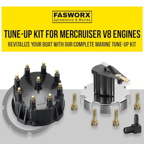 Marine Tune Up Kit for Mercruiser V8 Engines - MR43T Spark Plugs, Distributor Cap & Wires - V8 Variation