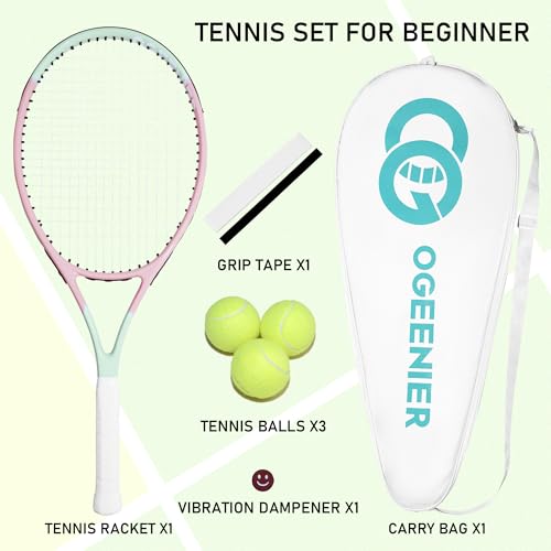 Pink 27-Inch Aluminum Tennis Racket for Adults - Lightweight & Durable