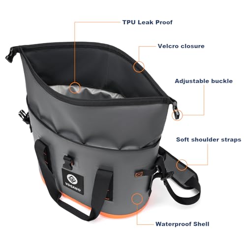 Vogano Leak-Proof Soft Cooler Bag 40 Can - Dark Gray, 12H Cold Retention