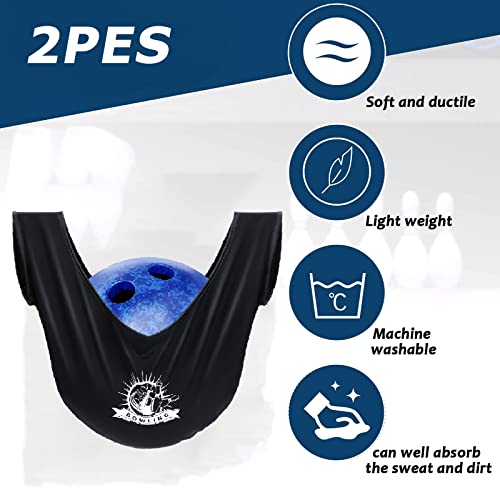 2 Pcs Washable Bowling Ball Cleaner Bags with Towels - Black