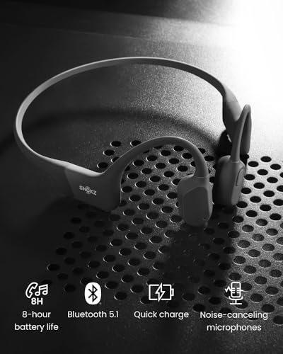 SHOKZ OpenRun Bone Conduction Bluetooth Headphones - Standard Size + Magnetic Charging, Black