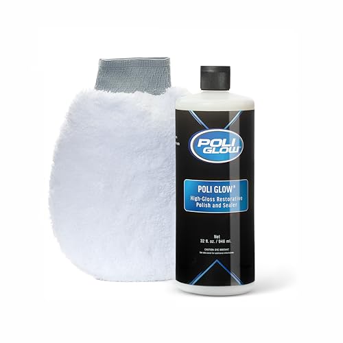 Poli Glow Boat & RV Fiberglass Polish Kit - 32 oz High-Gloss Marine & RV Shine with Applicator Mitt