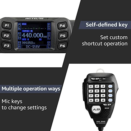 Retevis RT95 Dual Band Mobile Ham Radio Kit - 2m/70cm Transceiver, Installation Included, Portable CB Radio