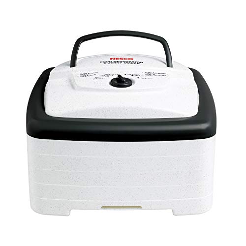 NESCO FD-80A Square Food Dehydrator with 4 Trays for Snacks, Jerky, Fruit & Vegetables — Electric Food Dehydrator, Expandable Up to 8 Trays, Even Heat Drying, White