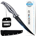 7 Inch Medium Flex Fillet Knife - Razor Sharp Carbon Steel Blade, Non-Slip Handle, Includes Kydex Sheath