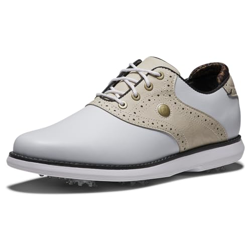 Golf Shoes Women Waterproof Performance Style with Clear Variation - 8.5 White Tan Black