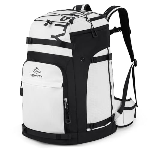 SEMSTY White 70L Waterproof Ski Boot Bag with Multiple Compartments