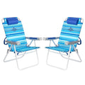 Sunnyfeel Tall Folding Beach Chair for Adults Light Blue - High Back, Reclining, Portable Outdoor Seating