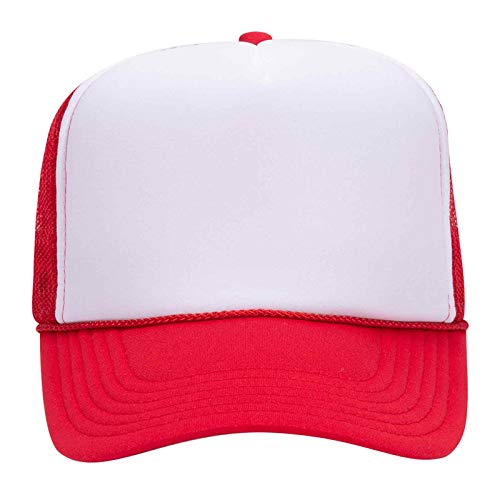 OTTO Wholesale 12-Pack Polyester Foam Front Mesh Back Trucker Hats - One Size Red/White/Red