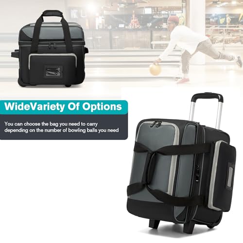 Single Roller Bowling Ball Bag with Shoe Compartment, Wheels & Handle