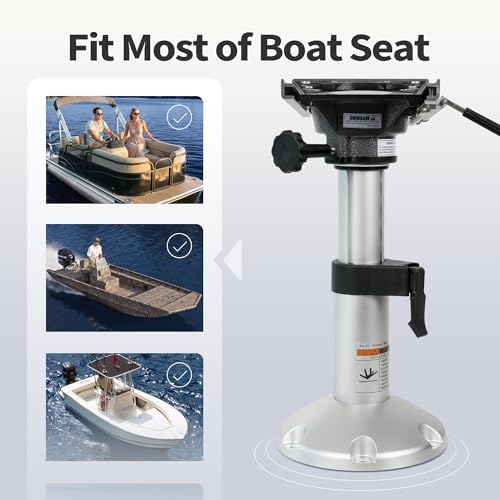 Boat Seat Pedestal Aluminum Adjustable Height Locking Base 13-18 Inches with Slide