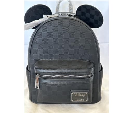 Loungefly Disney Mickey Mouse Checkered Mini Backpack - Vegan Leather, Adjustable Straps