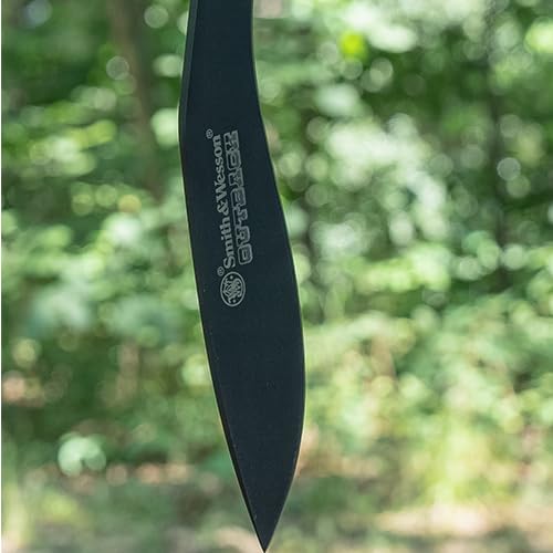Smith & Wesson Outback SWBH 17in Full Tang Kukri with an 11.9in Stainless Steel Blade and Rubber Handle for Outdoor, Tactical, Survival and EDC