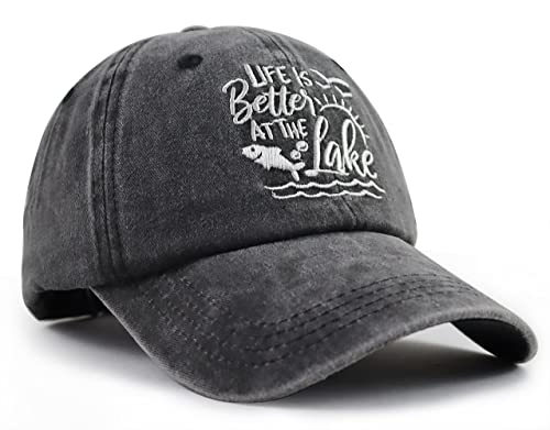 Life is Better at The Lake Baseball Cap for Women Men One Size Black