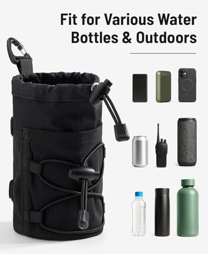 Water Bottle Holder for Backpack - Molle Pouch for 8-24oz Bottles - Black / 1
