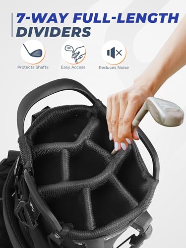 Golf Stand Bag 7-Way Full-Length Dividers for Men & Women - Black 7