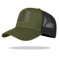 Green & Black Oversized American Flag Baseball Cap for Men & Women - Big Head Adjustable Snapback Hat - Patriotic Mesh Trucker Hat
