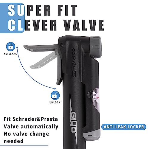Portable Bike Pump with Pressure Gauge - Compatible with Presta & Schrader Valves, Frame Mount, Tire Repair Kit, 120 PSI