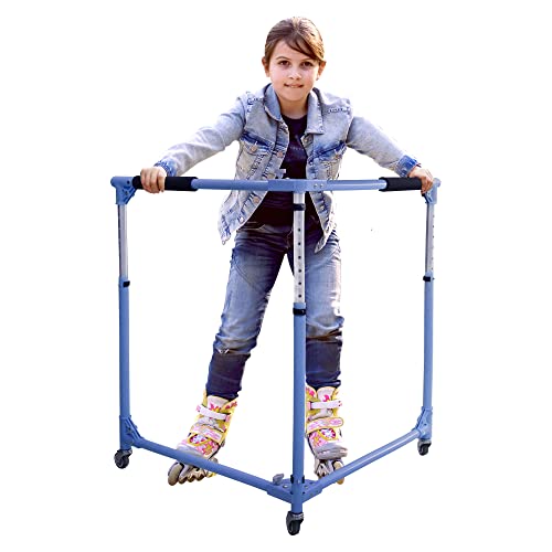 Kids Folding Roller Skate Trainer with Adjustable Height - Denim Blue